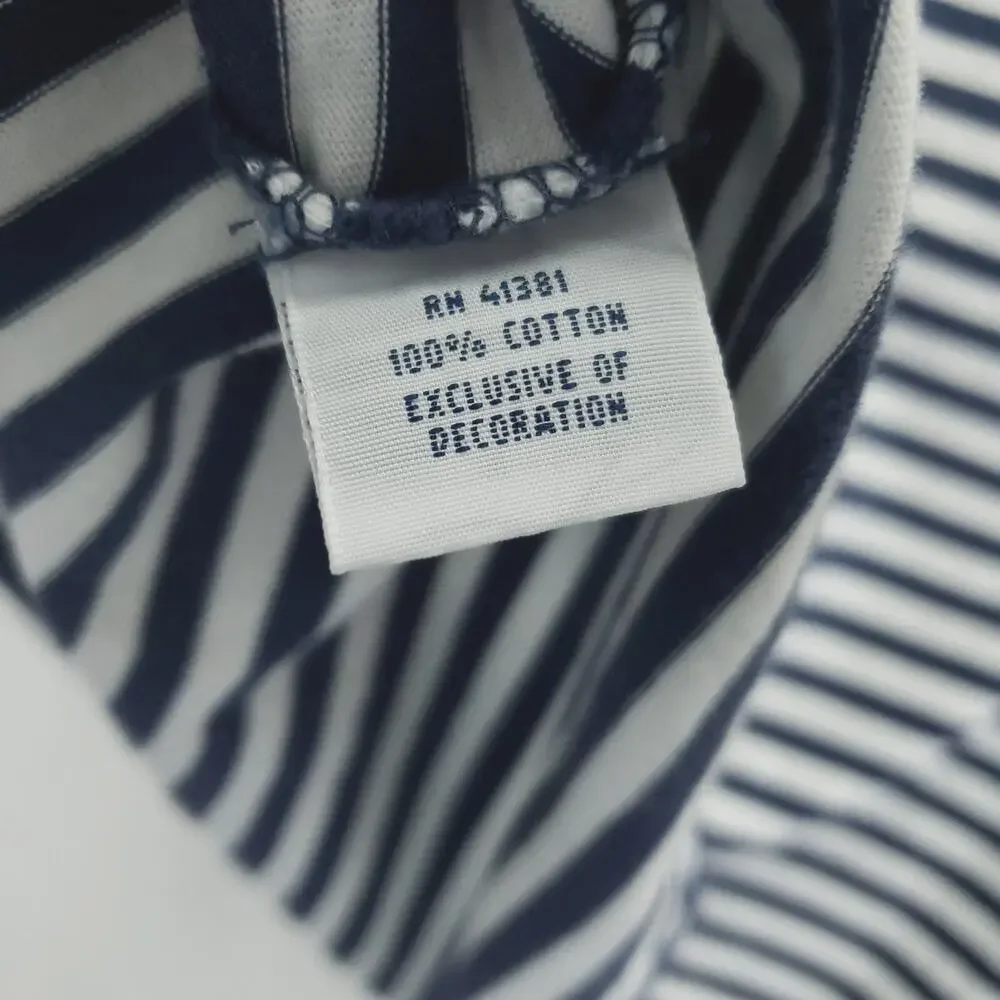 Polo Ralph Lauren Polo Shirt Mens Medium Blue White Cotton Striped Short Sleeve